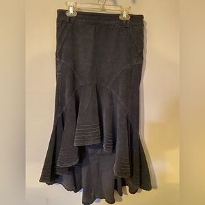 Elegant Black Asymmetrical Flared Skirt